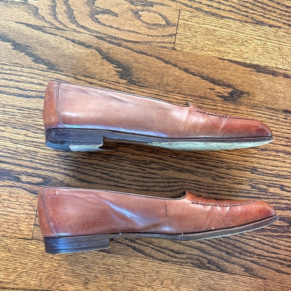 Z Gucci Men’s 40/8.5 Vintage Brown Leather Slip-On Loafers - Picture 5 of 10